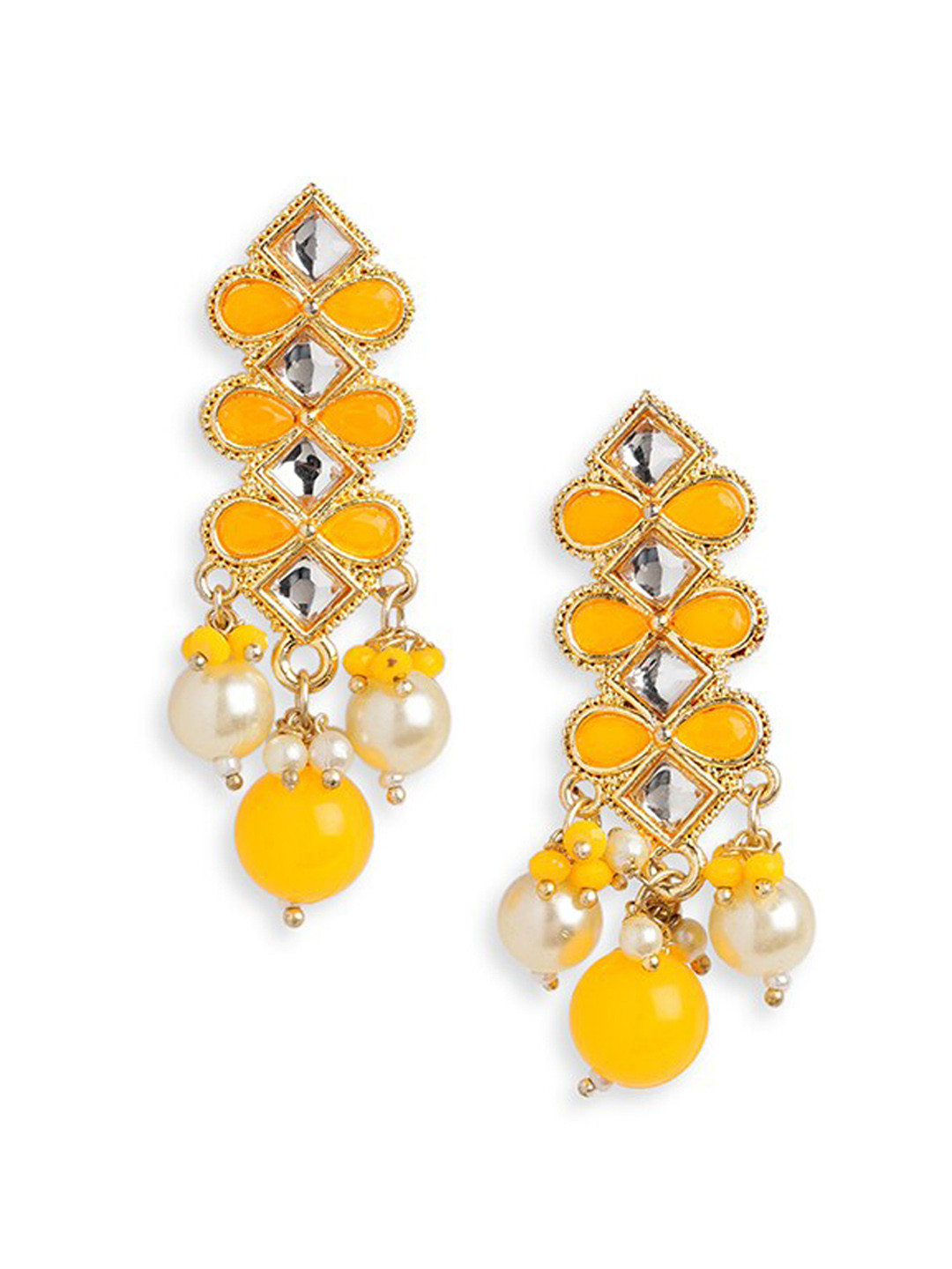 HOT AND BOLD Gold-Shaped Leaf Shaped Drop Earrings