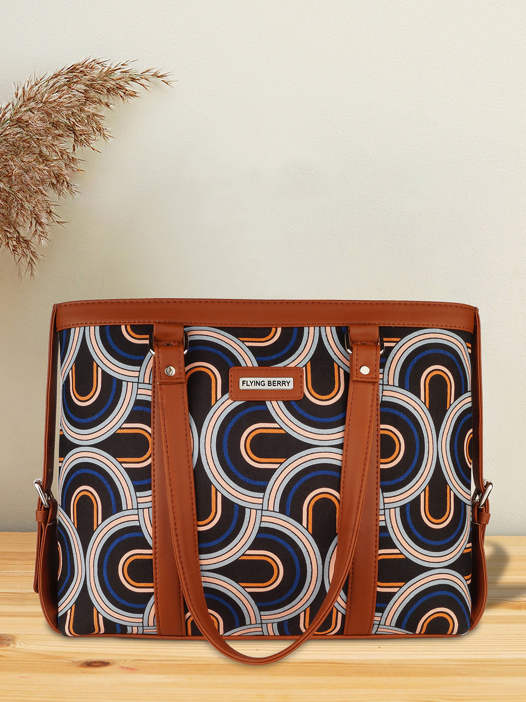 FLYING BERRY Women Vegan Leather Printed Shoulder Laptop Bag