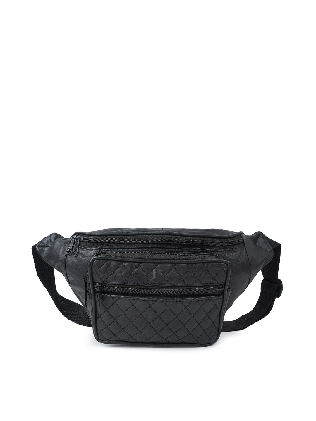 CIMONI Textured Leather Waist Pouch with Quilted