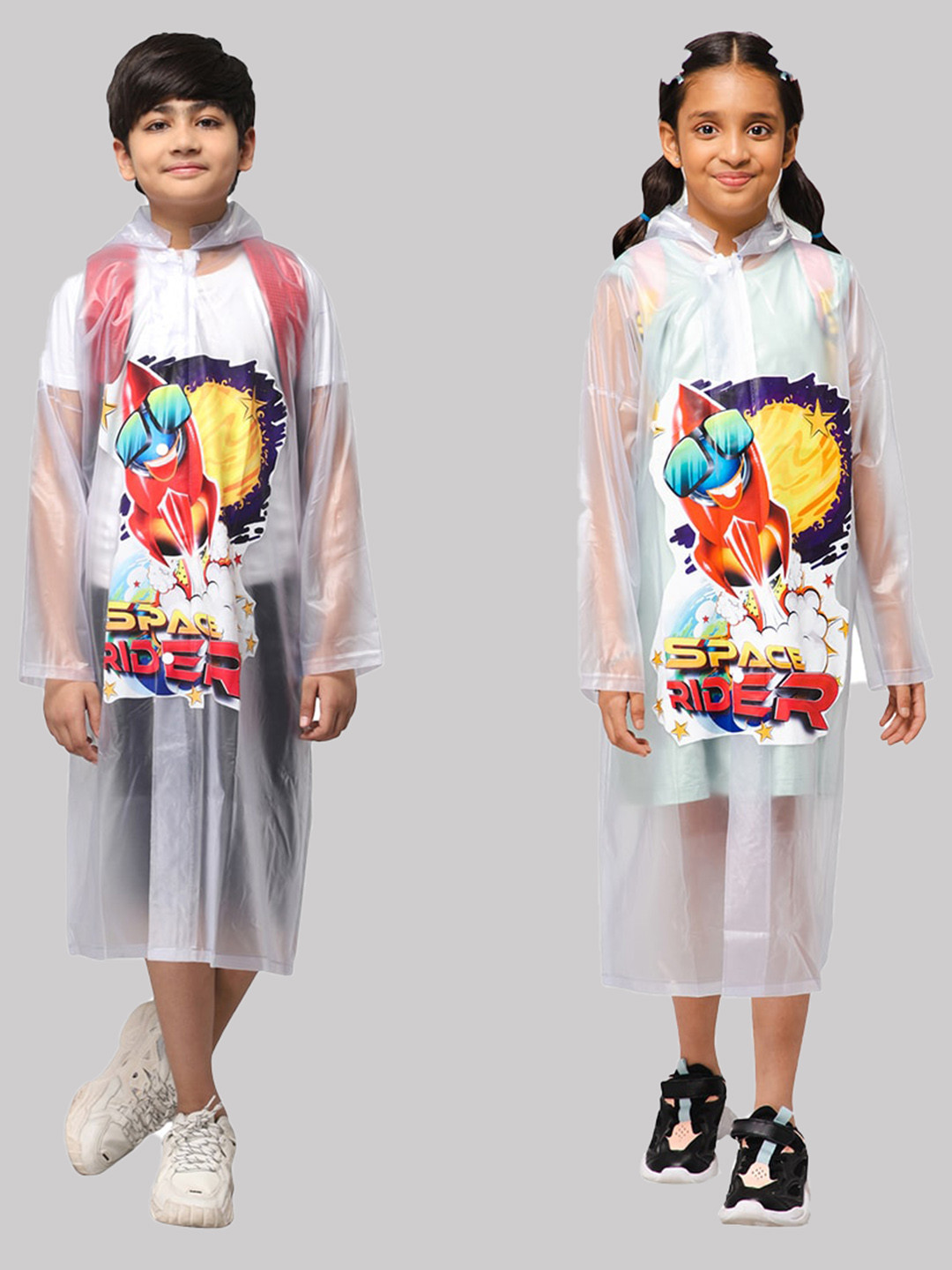 THE CLOWNFISH Toon Caper Kids Printed Hooded Waterproof Rain Jacket