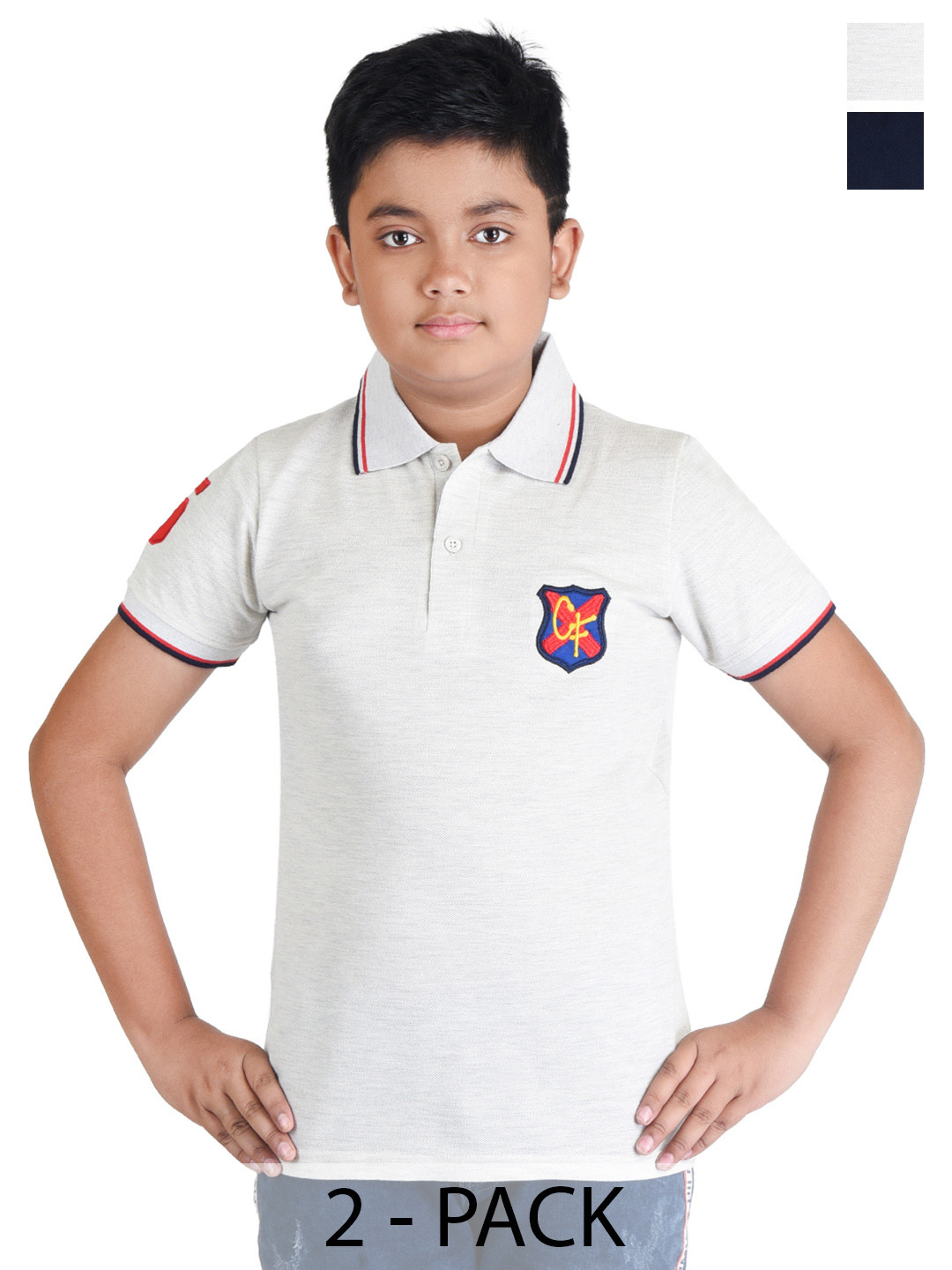 Clothe Funn Pack of 2 Polo Collar Pure Cotton Applique T-shirt