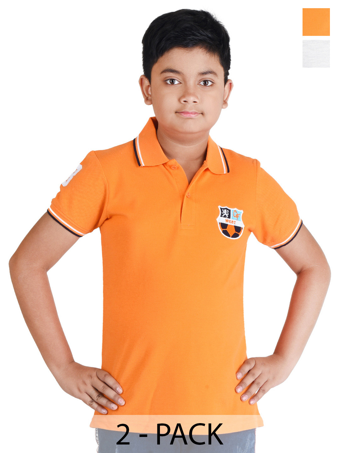 Clothe Funn Boys Pack of 2 Polo Collar Pure Cotton Applique T-shirt