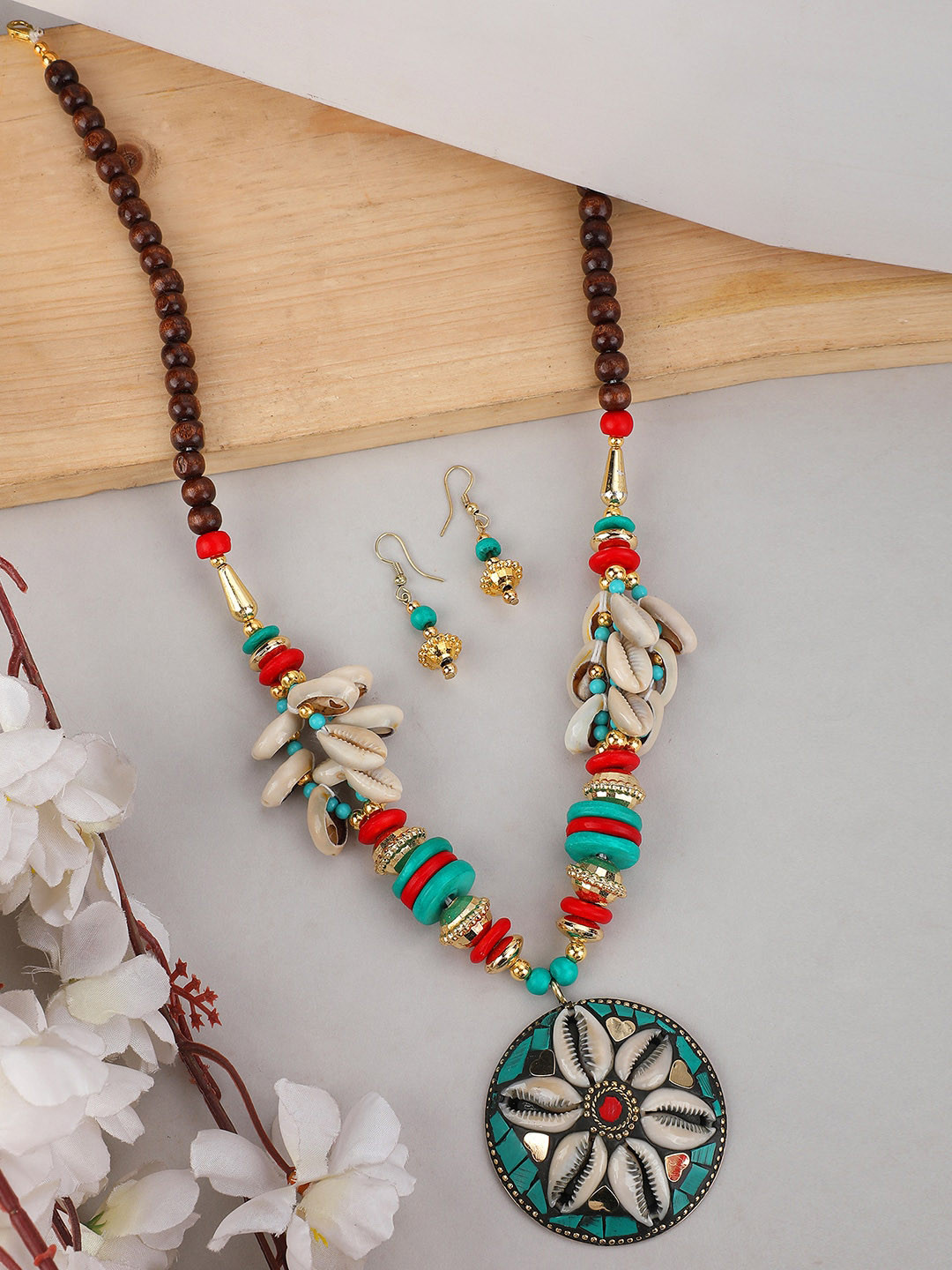 ANIKAS CREATION Pearl-Beaded Jewellery Set