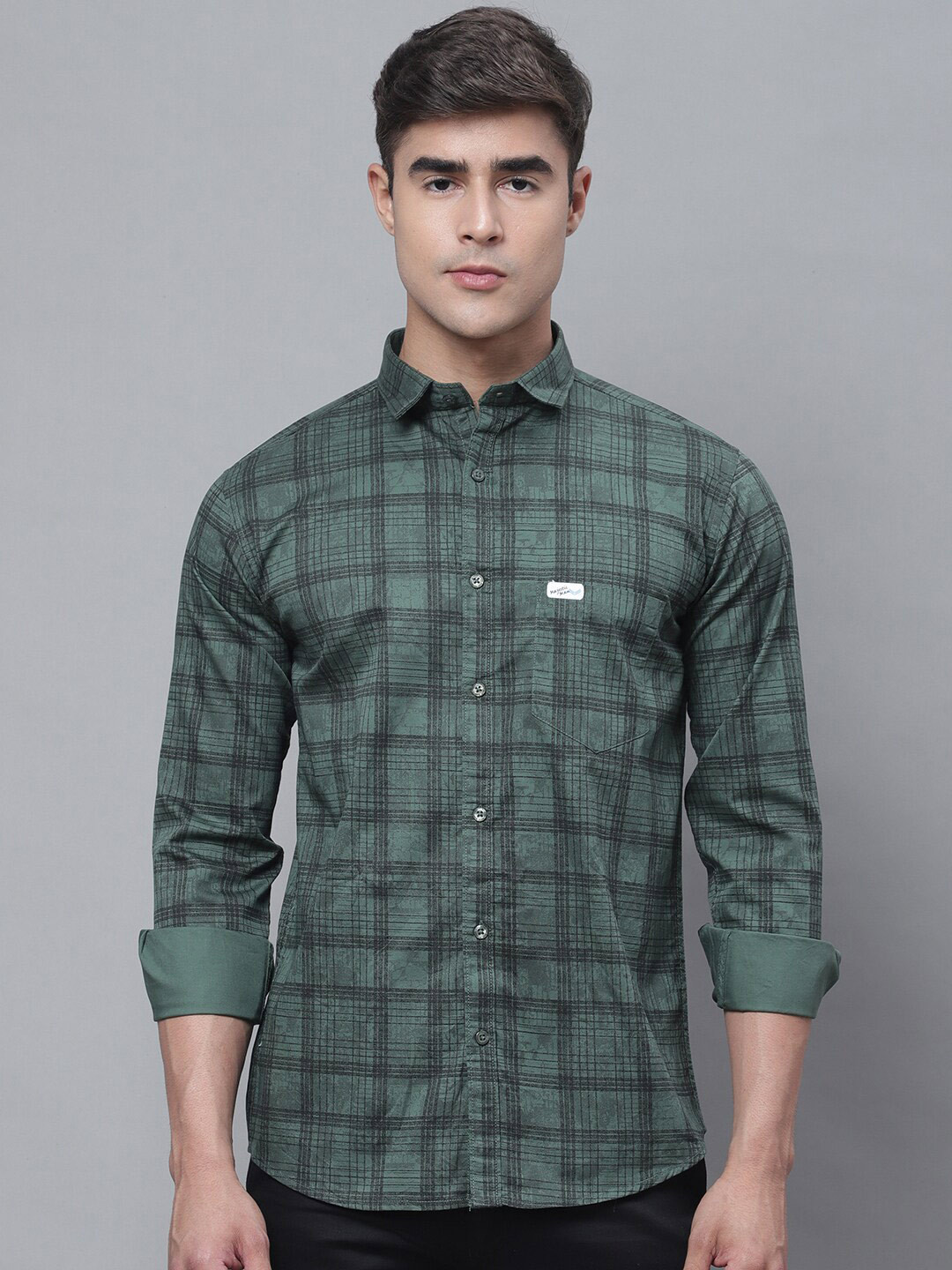Majestic Man Classic Slim Fit Tartan Checked Pure Cotton Casual Shirt
