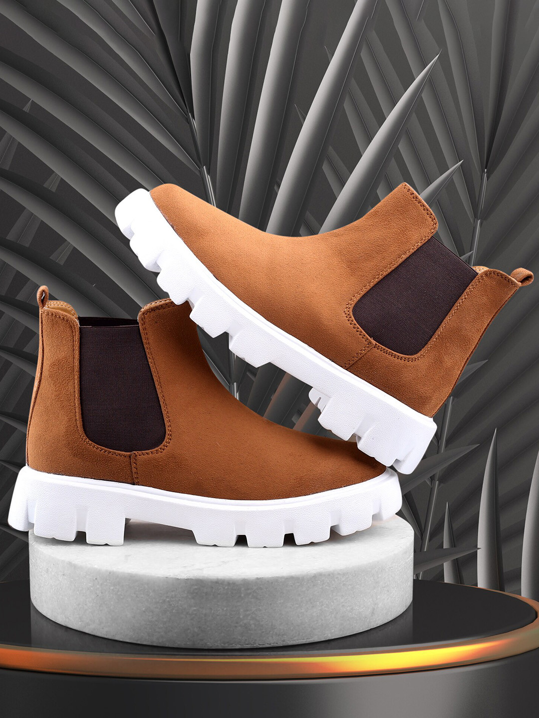 Bxxy Men Mid Top Suede Flatform Heel Chelsea Boots