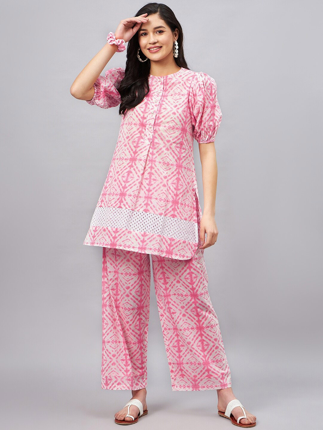 WineRed Tie & Dyed Pure Cotton A-Line Co-ord Set