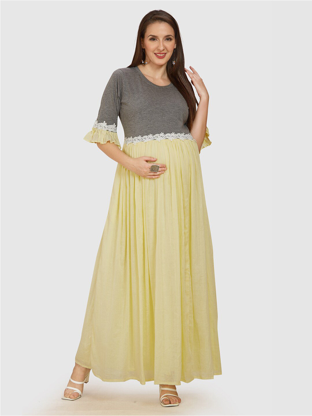 Mom For Sure by Ketki Dalal Gathered Maternity Maxi Dress