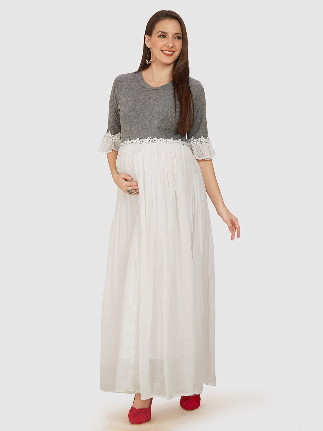 Mom For Sure by Ketki Dalal Gathered Maternity Maxi Dress