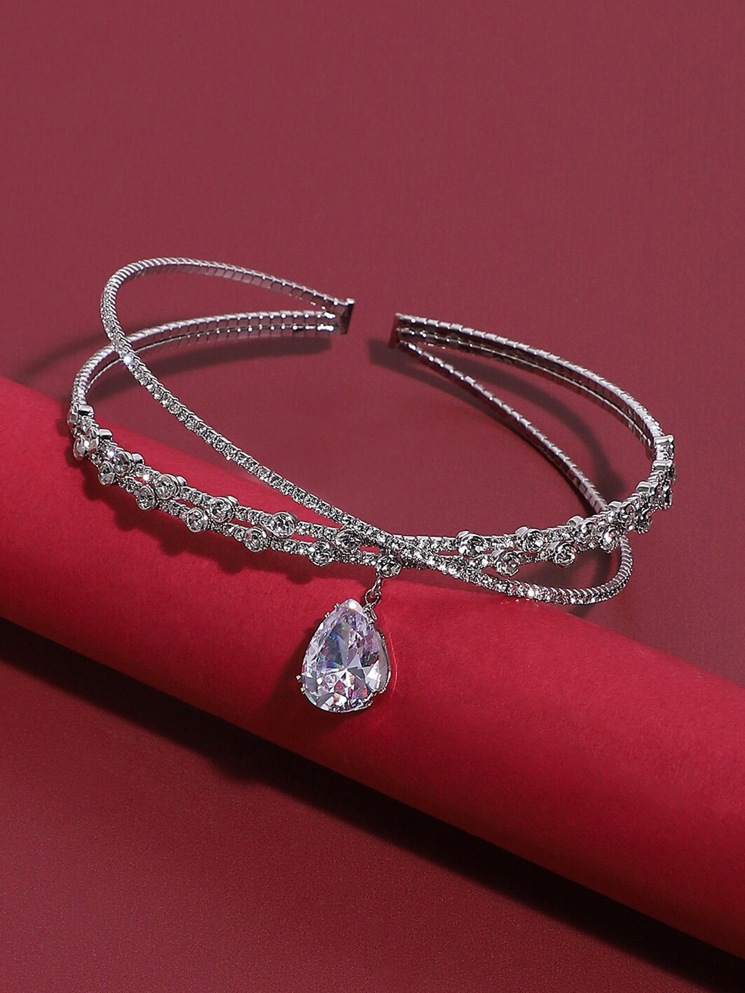 SOHI Silver-Plated Studded Head Jewellery