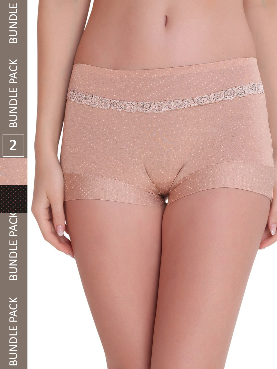 PLUMBURY Women Pack of 2 Polka Dot Printed Briefs PLBSP11W810522BL/BG-M