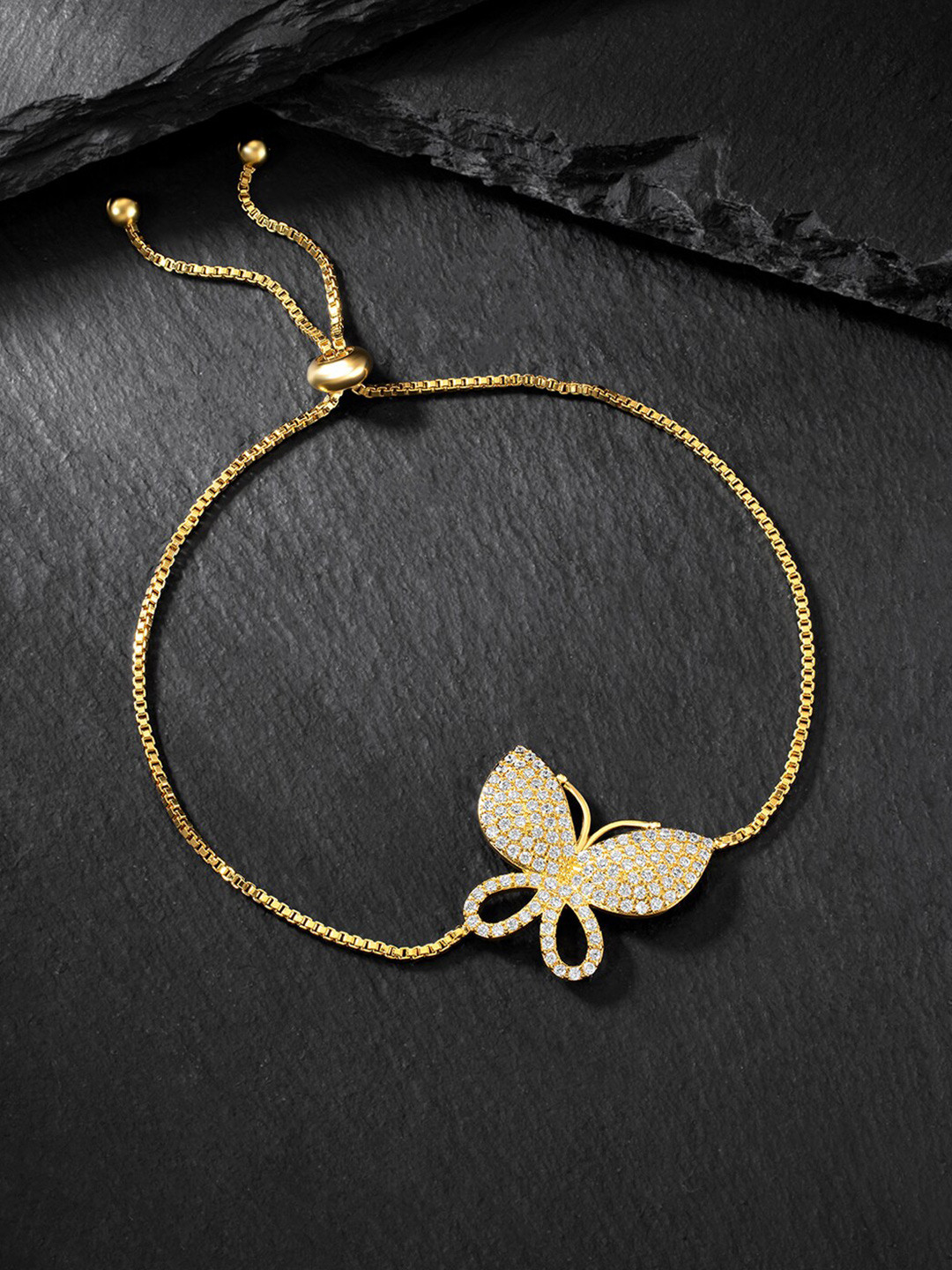 Peora Cubic Zirconia Gold-Plated Charm Bracelet