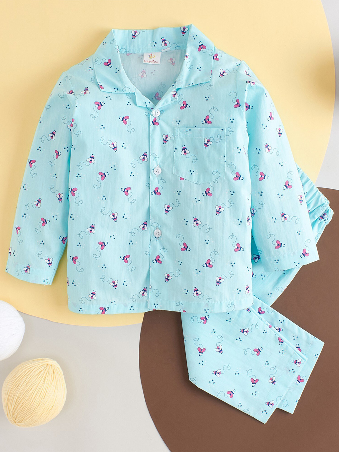 Babywish Kids  Butterfly Theme Printed Pure Cotton Night suit