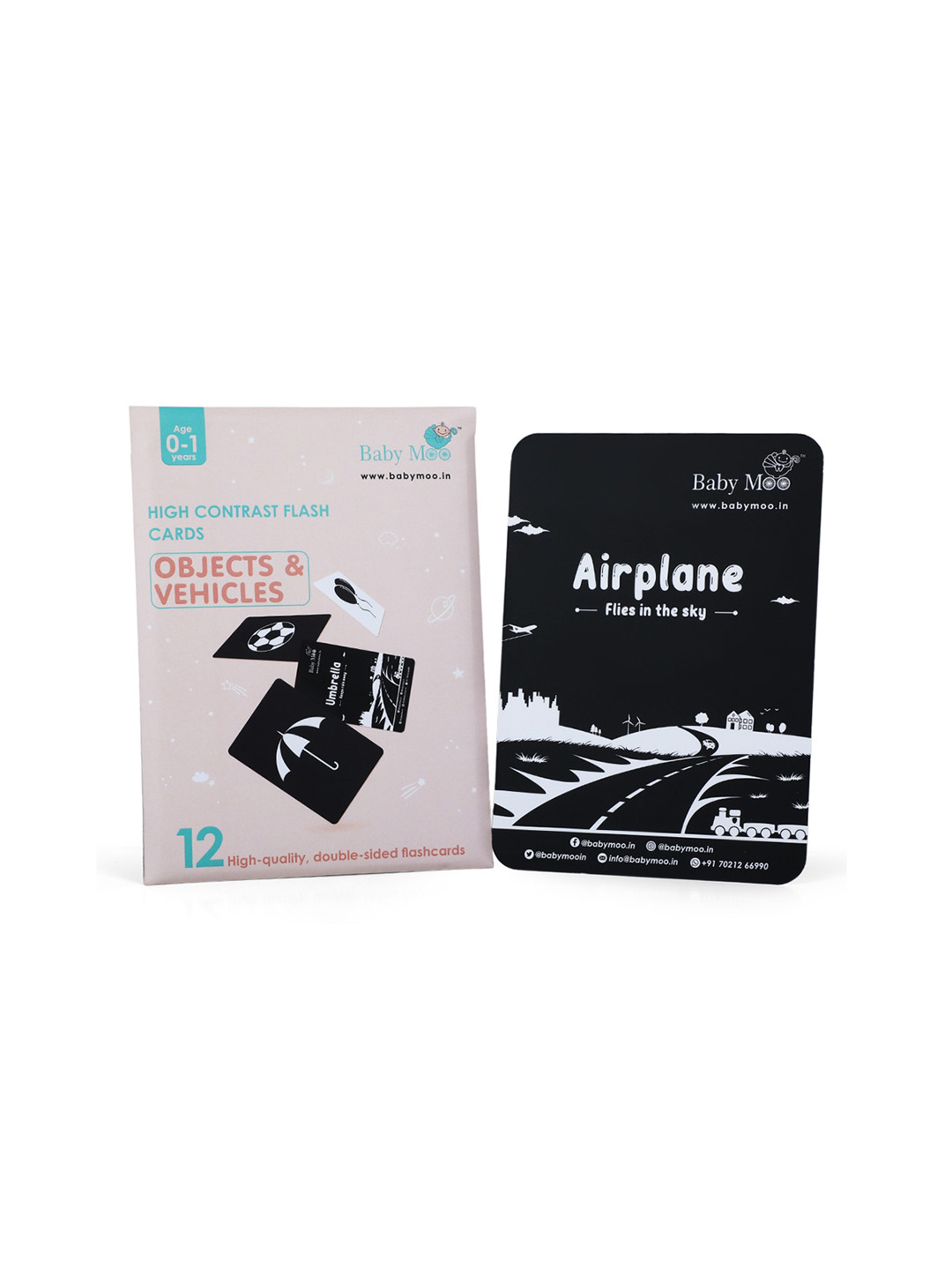 Baby Moo Infant Kids Set of 3 High Contrast Flash Cards