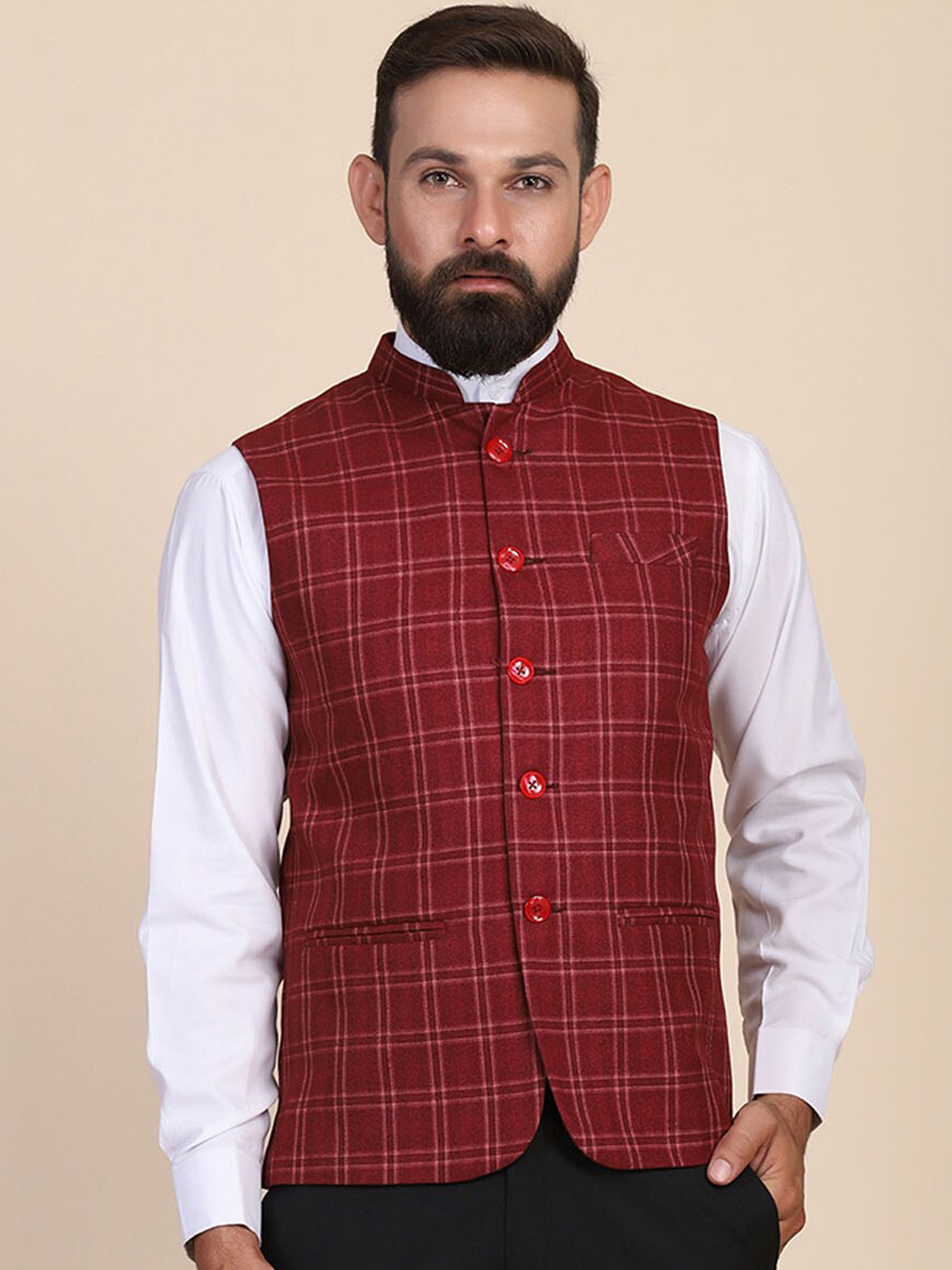 TAHVO Checked Nehru Jackets