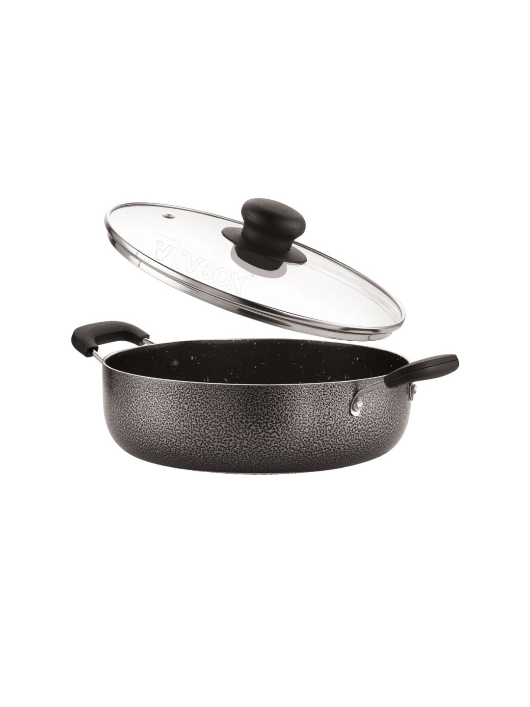 iVBOX Galaxy-02 Grey Induction Base Kadhai With Glass Lid