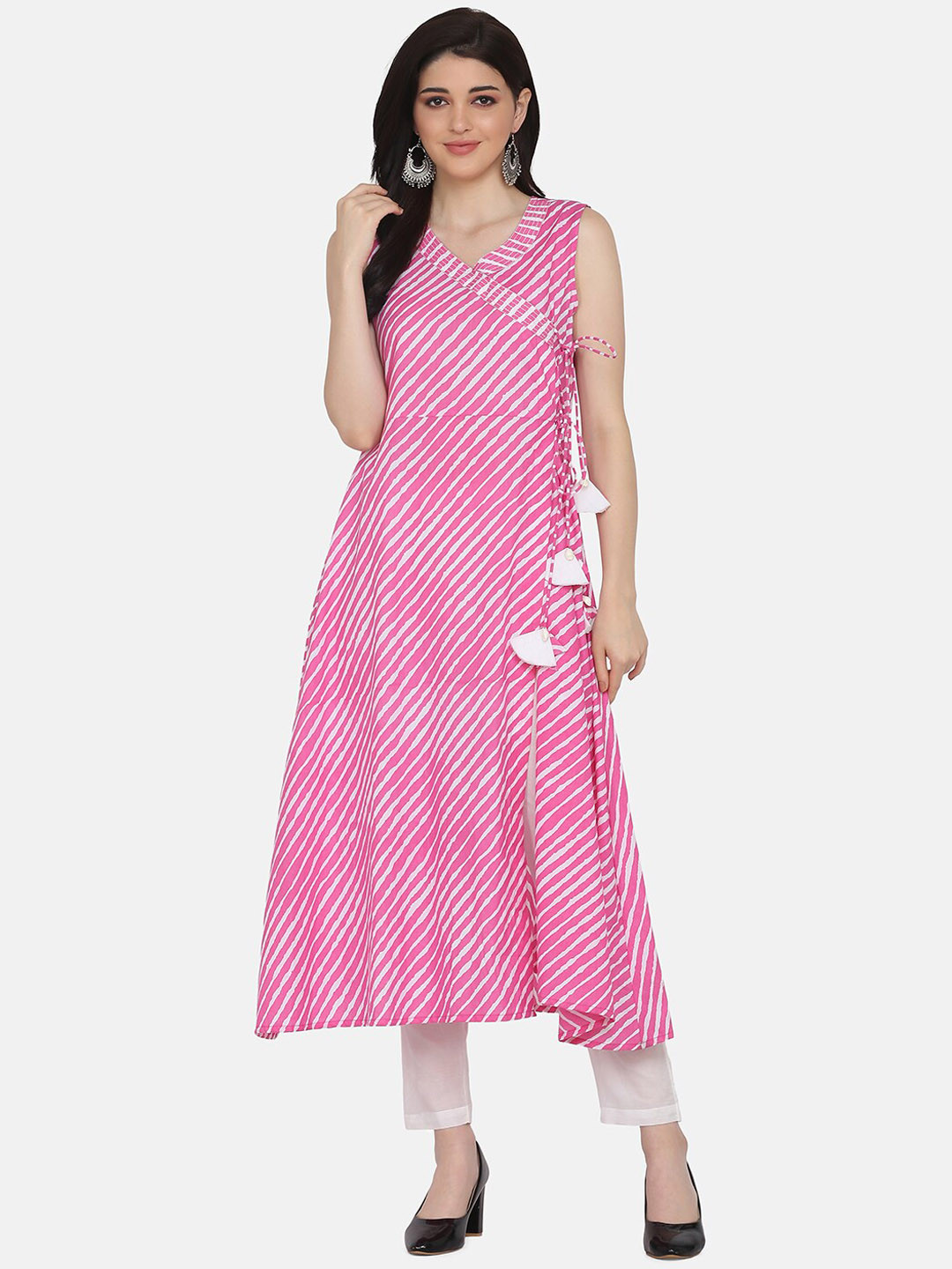 KALINI Leheriya Printed Pure Cotton Kurta With Trousers