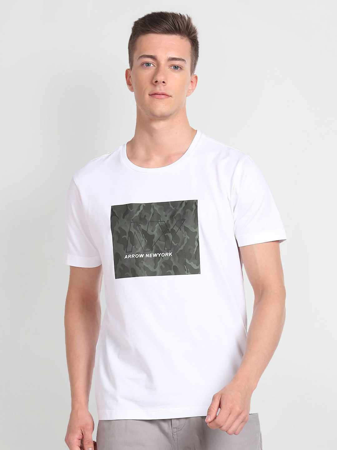 Arrow New York Graphic Printed Round Neck T-shirt