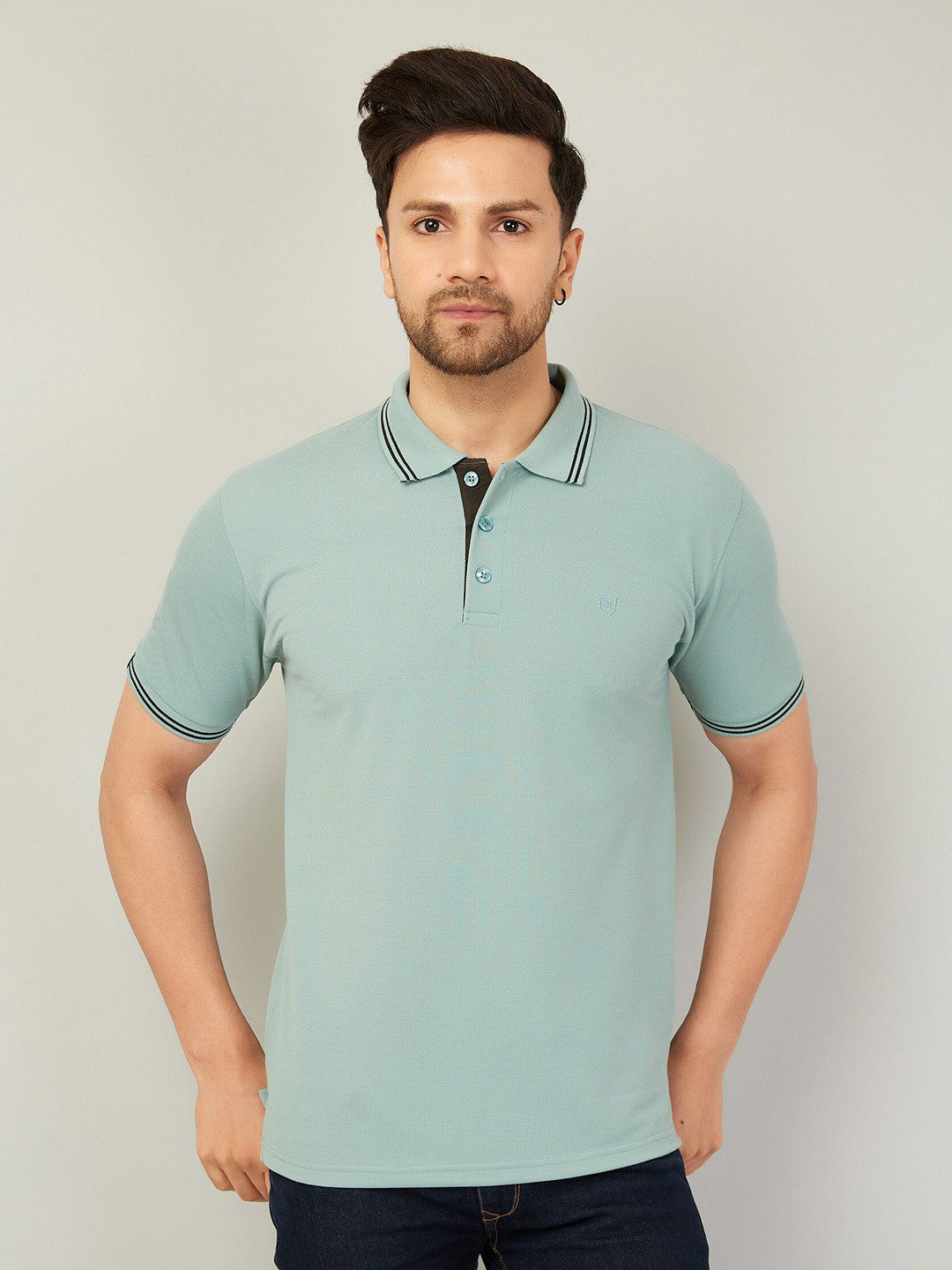 WE PERFECT Polo Collar Fusion T-Shirt