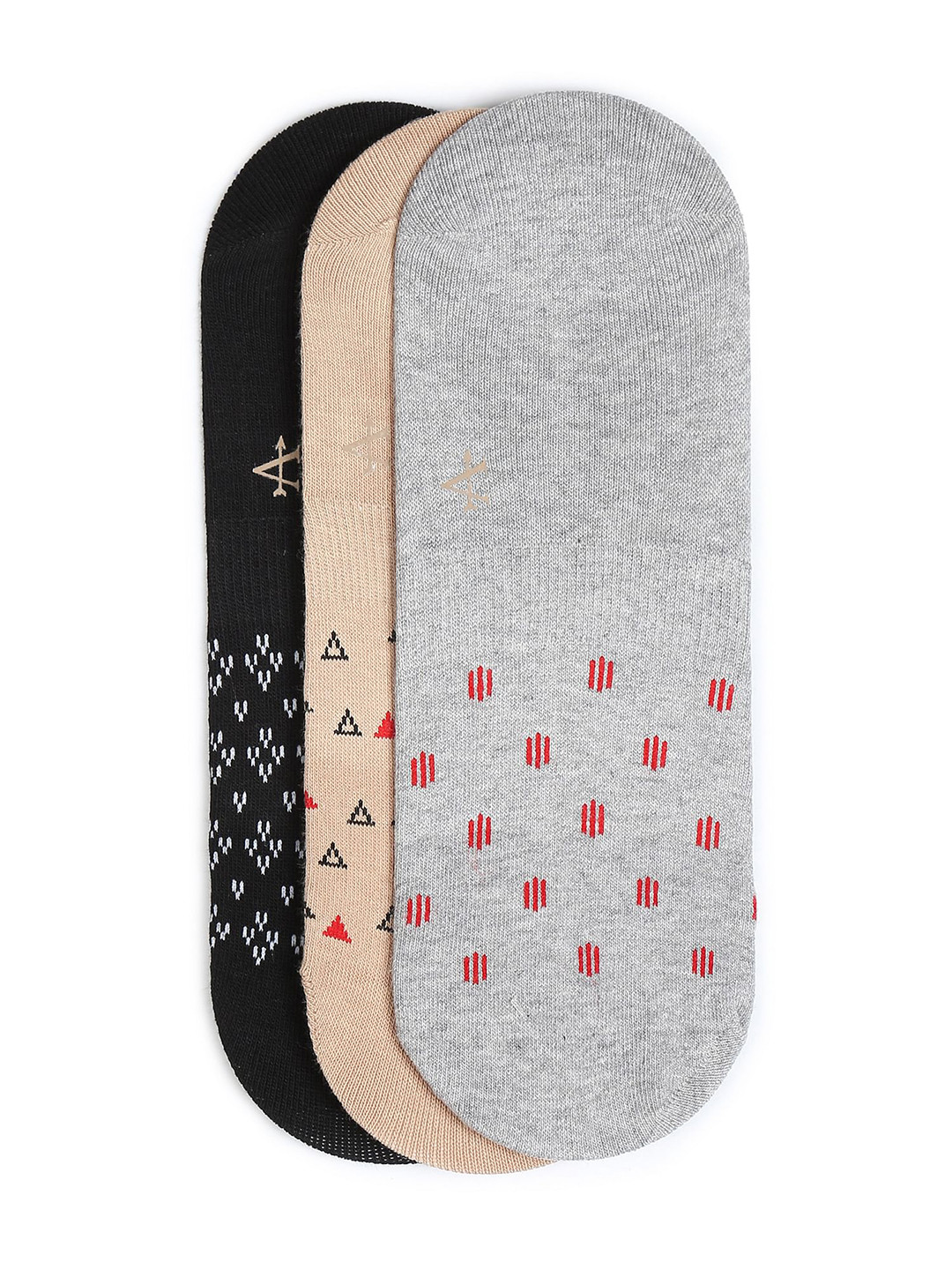 Arrow Men Pack Of 3 Patterned Pure Cotton Shoe Liners