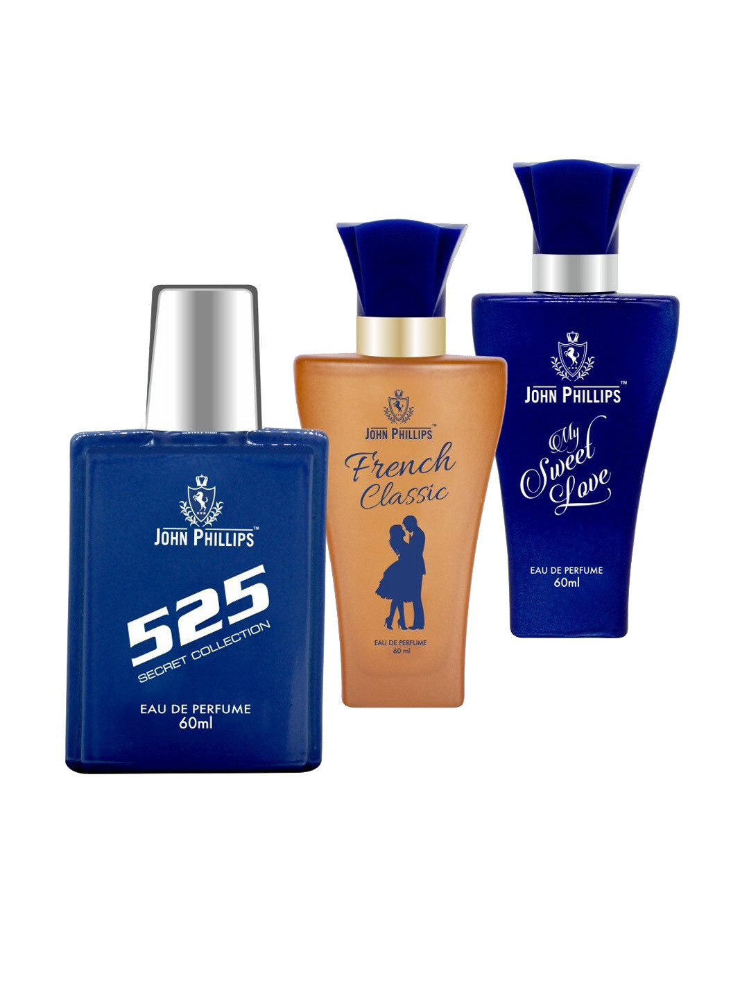 JOHN PHILLIPS Set of 3 Eau De Parfum - 525 + French Classic + My Sweet Love - 60ml Each
