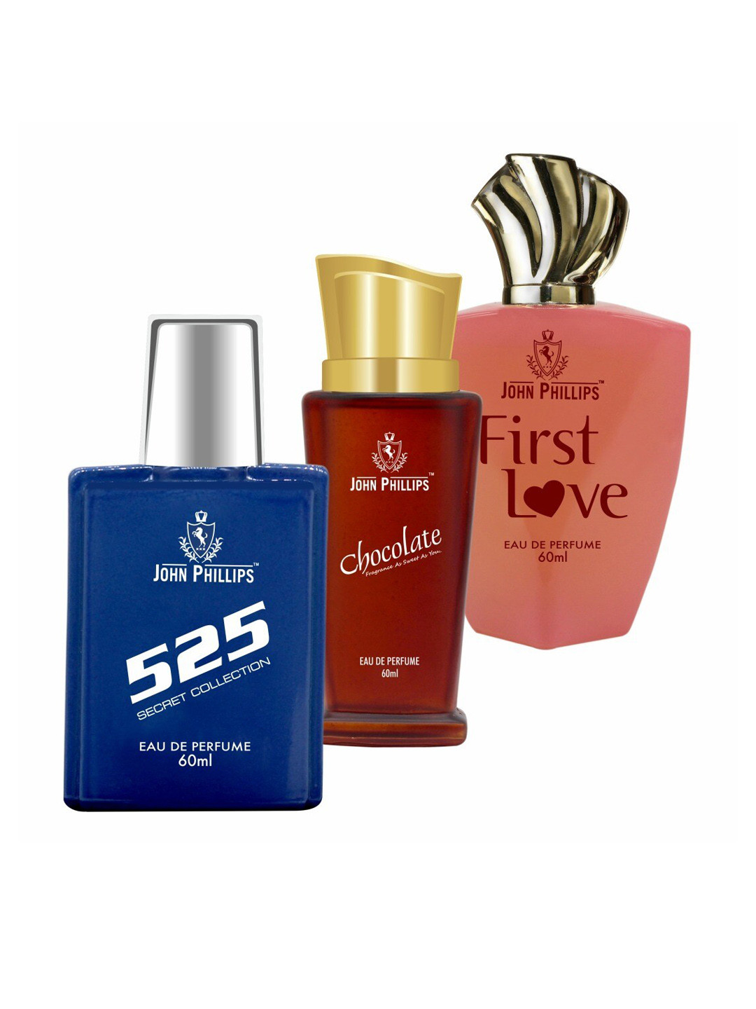JOHN PHILLIPS Set of 3 Eau De Parfum - 525 + First Love + Chocolate - 60ml Each