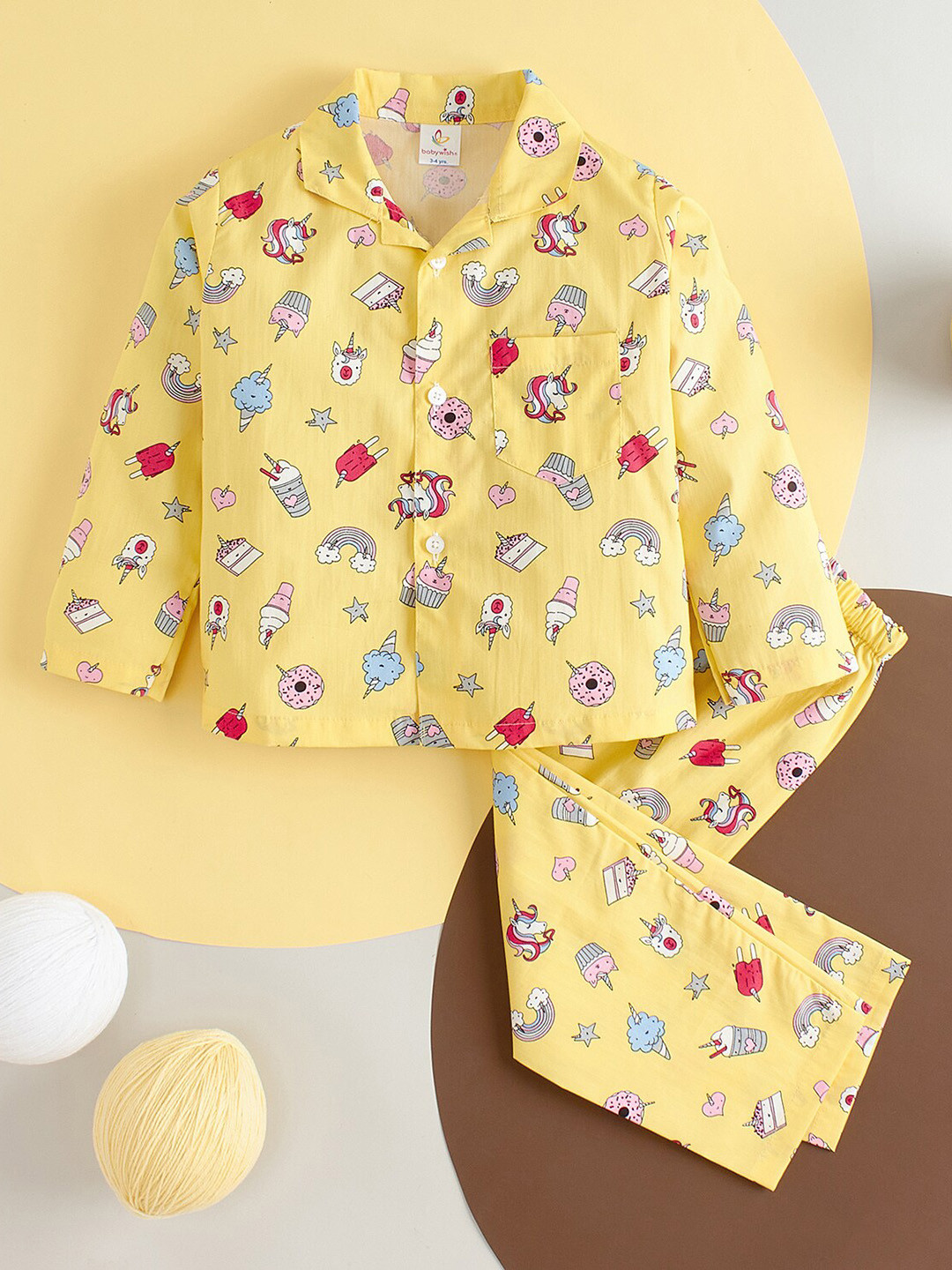 Babywish Kids Kulfi Theme Printed Pure Cotton Night suit