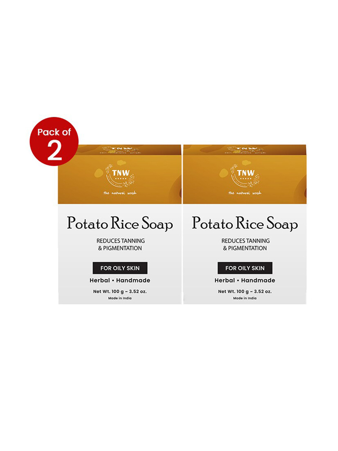 TNW the natural wash Set of 2 Handmade Potato Rice Soap For Oily Skin - 100g Each
