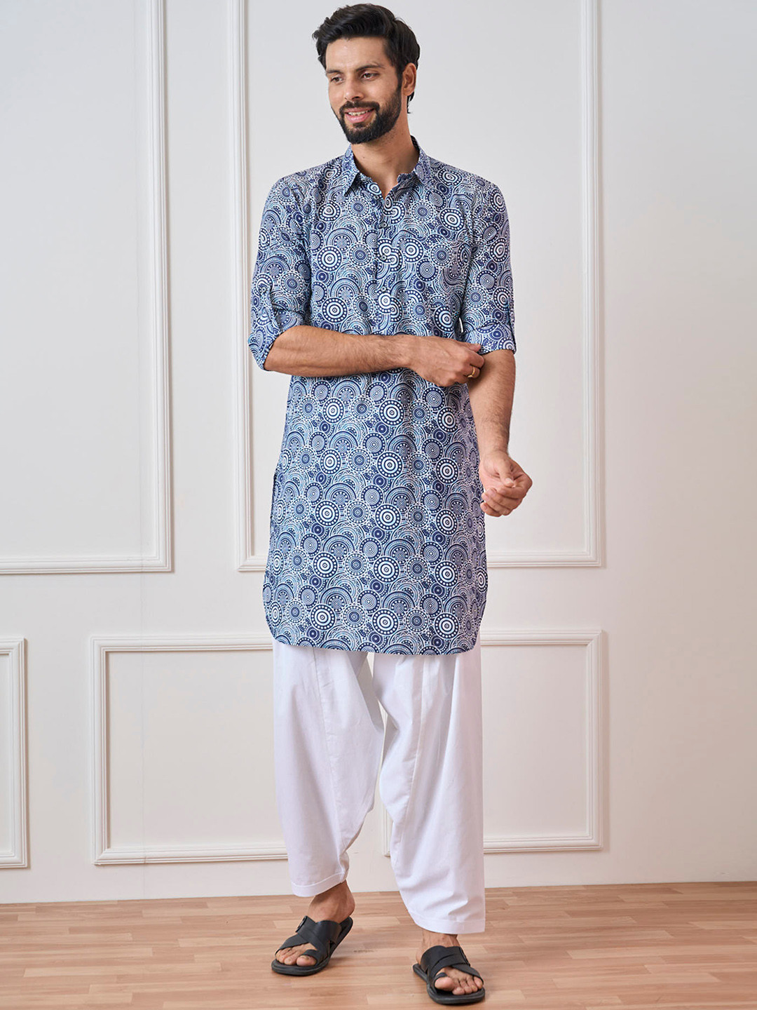 See Designs Ethnic Motifs Printed Regular Pure Cotton Pathani Kurta with Salwar