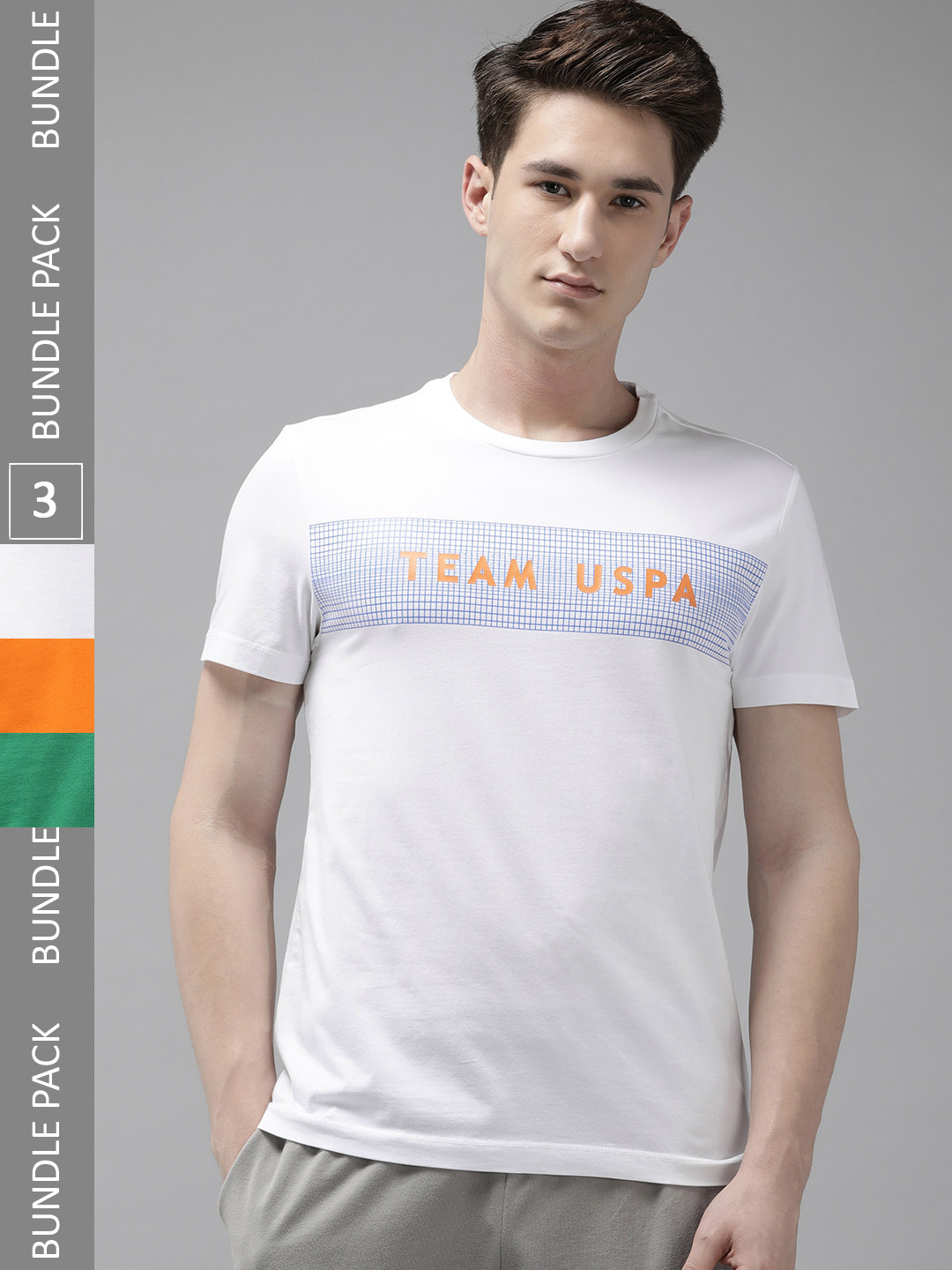 U S Polo Assn Pack of 3 Typography Printed Slim Fit T-shirt
