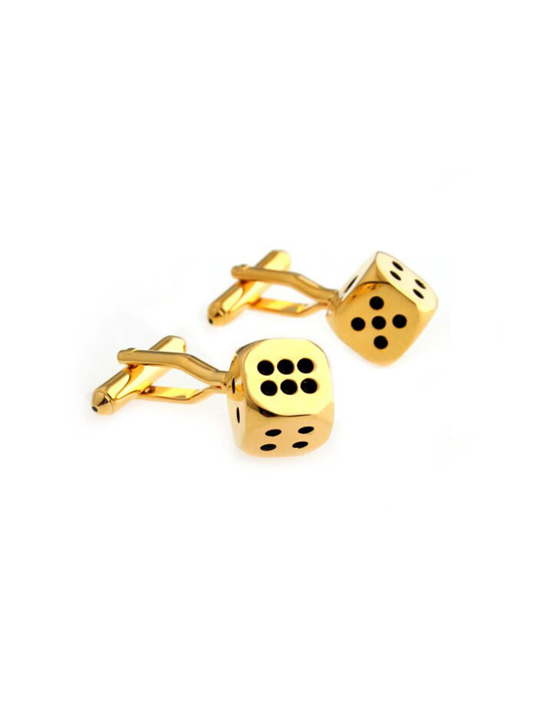 The Tie Hub Gold-Toned & Black Geometric Cufflinks