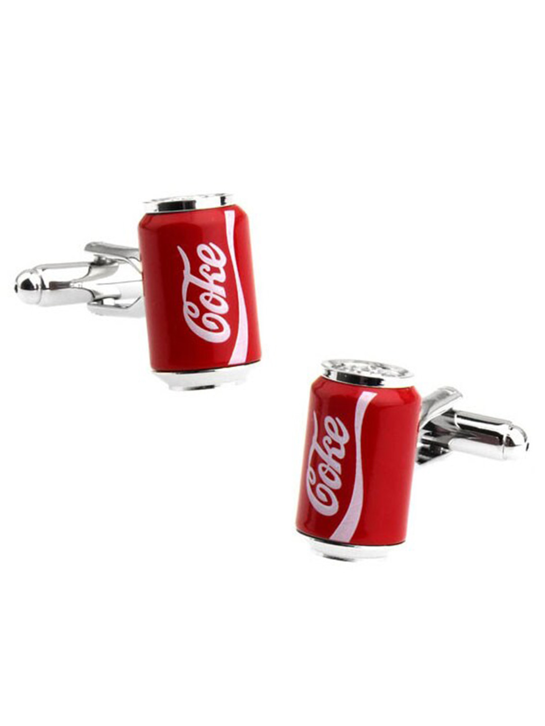 The Tie Hub Red & Silver-Toned Cylinder Cufflinks