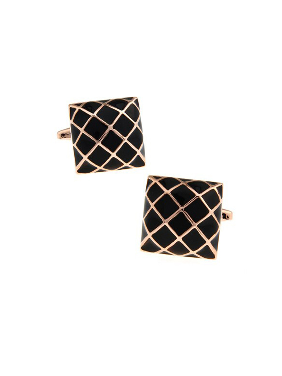 The Tie Hub Black & Gold-Toned Cufflinks