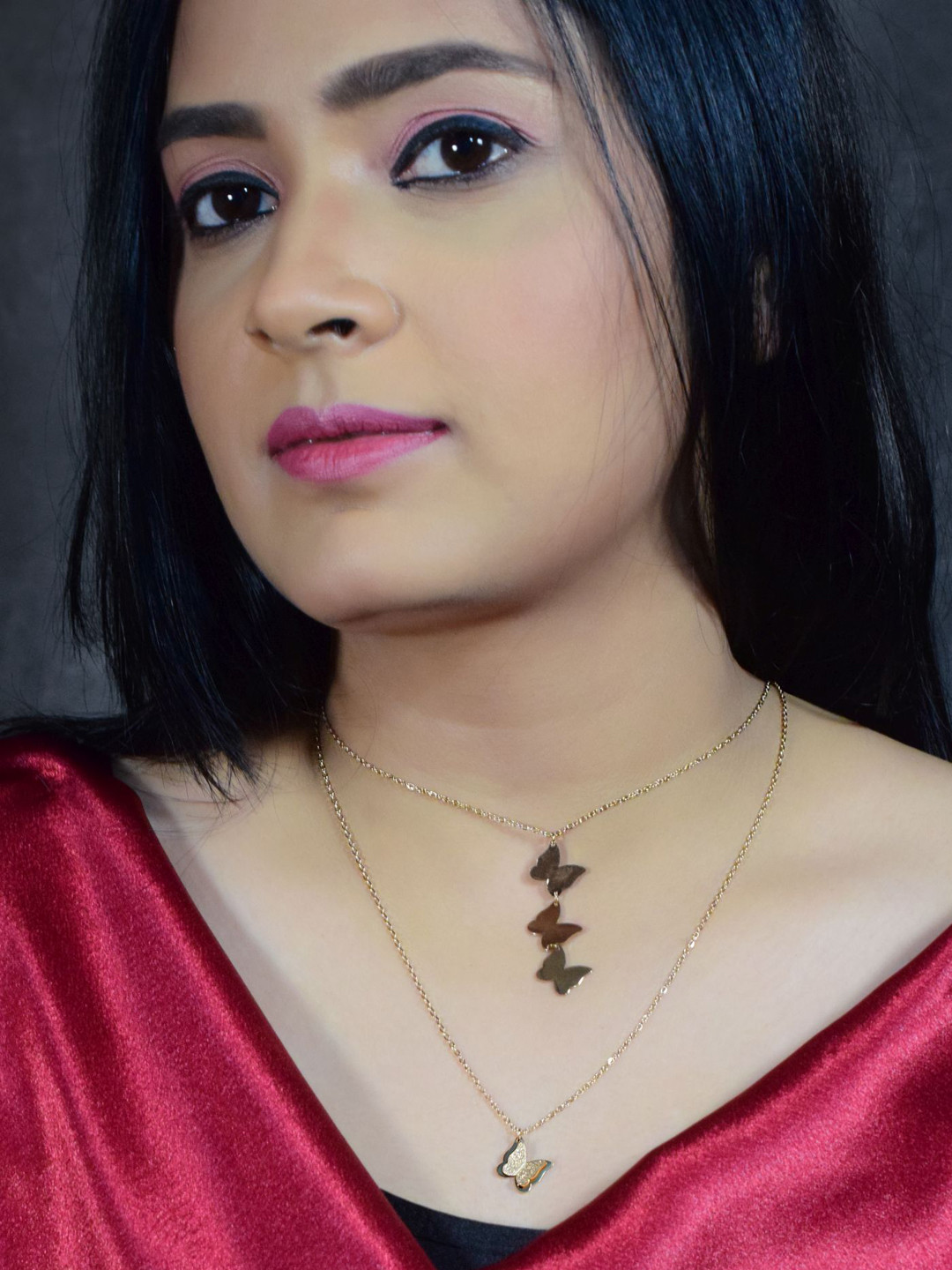 GRIIHAM Gold-Plated Layered Butterfly Design Necklace