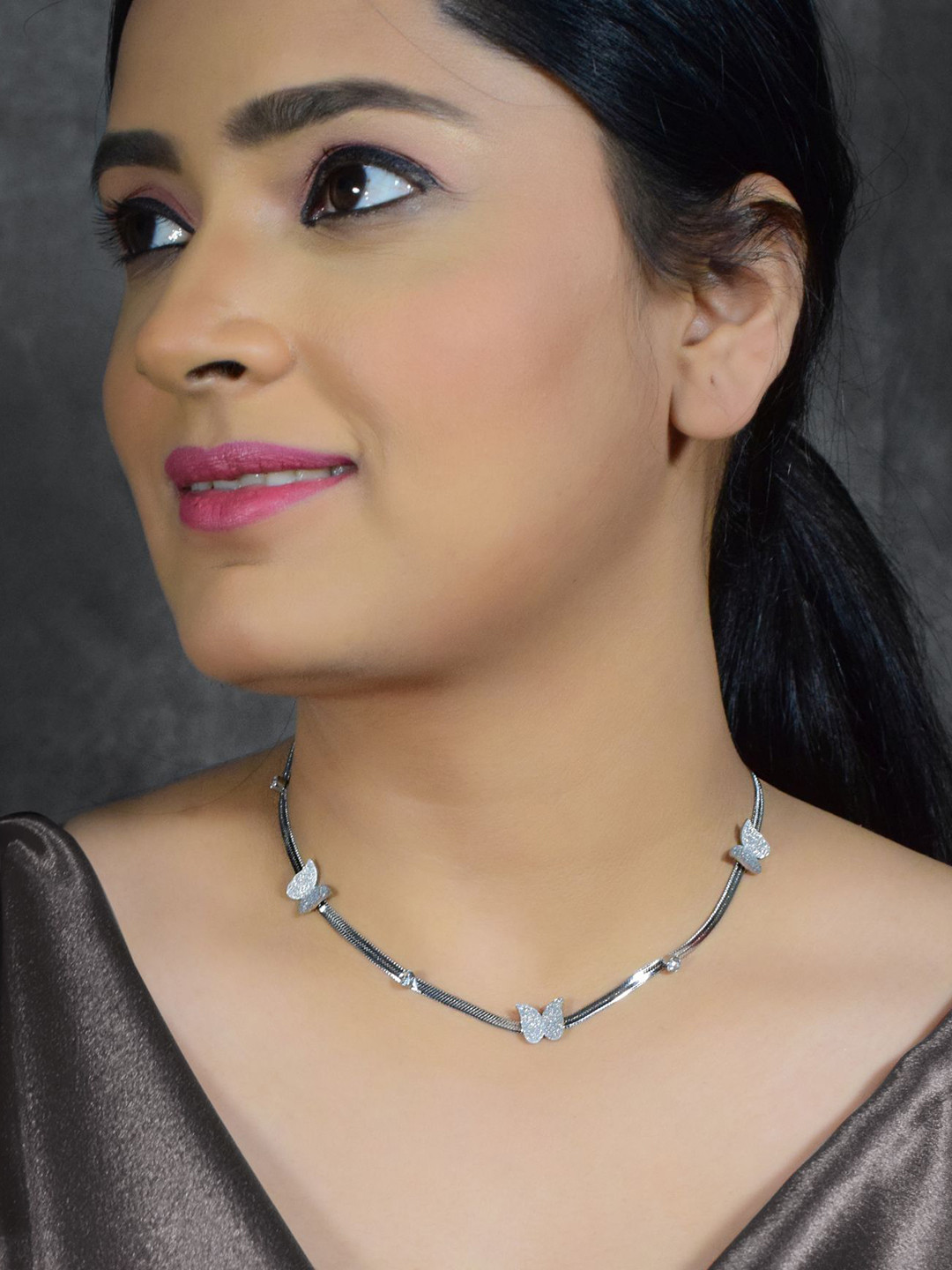 GRIIHAM Silver-Plated Butterfly Design Necklace