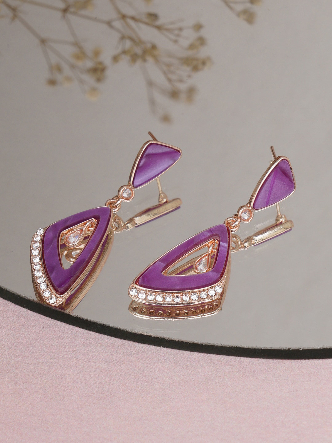 Mali Fionna Mother of Pearl Studded Contemporary Drop Earrings