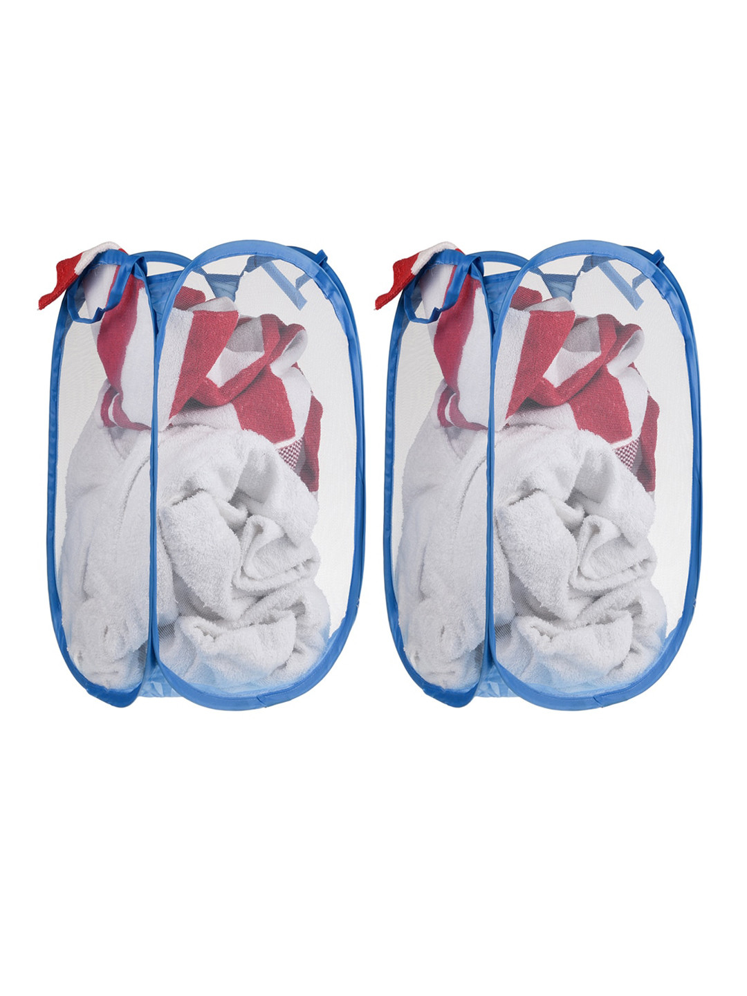 Kuber Industries Blue 2 Pieces Printed Foldable Laundry Bags