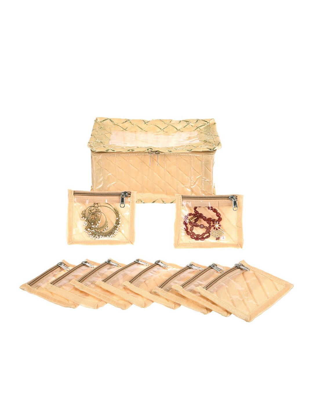 Kuber Industries Cream-Coloured Self-Designed Jewellery Organiser