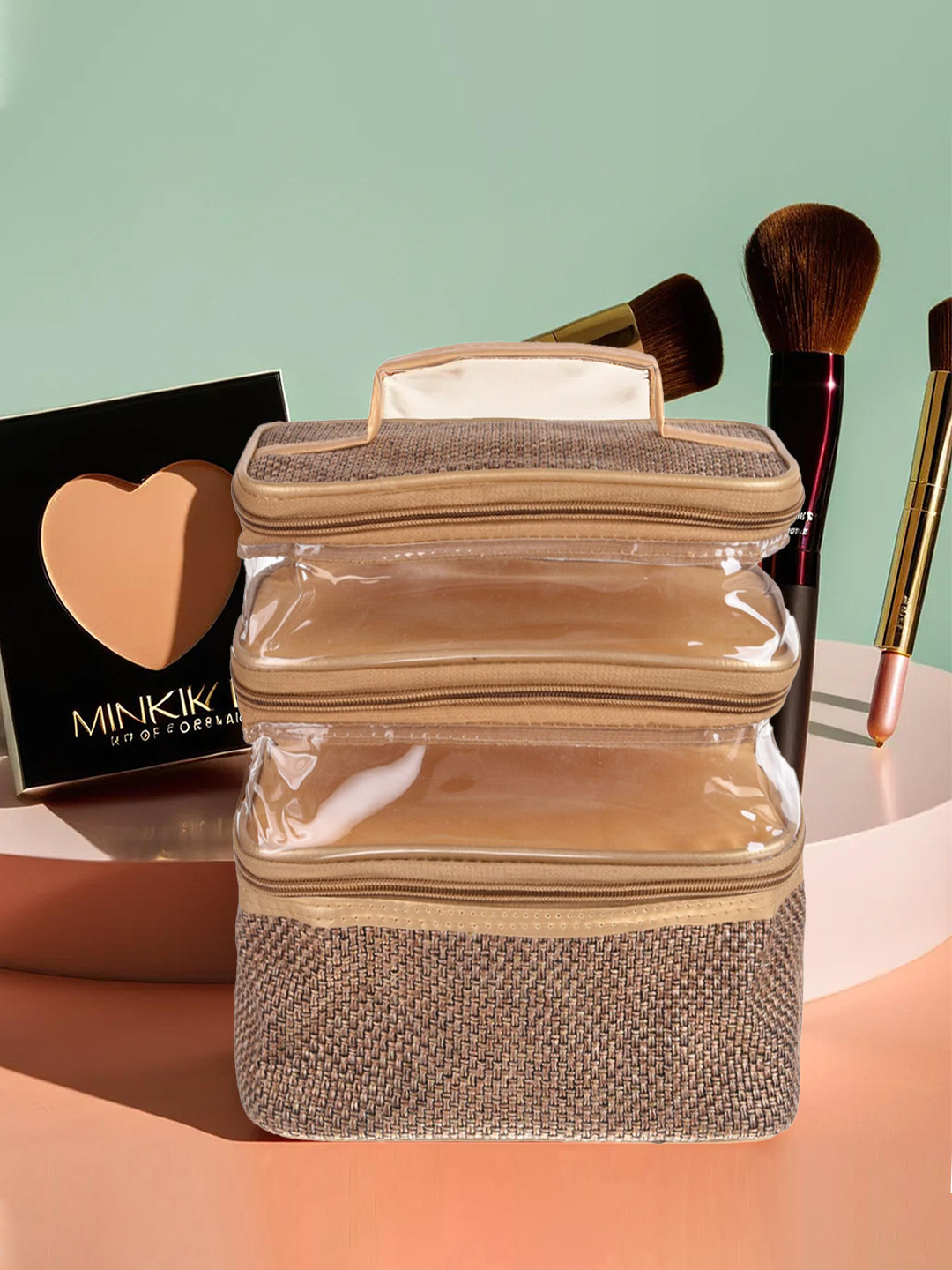 Kuber Industries 3 Layer Makeup Kit With Handle