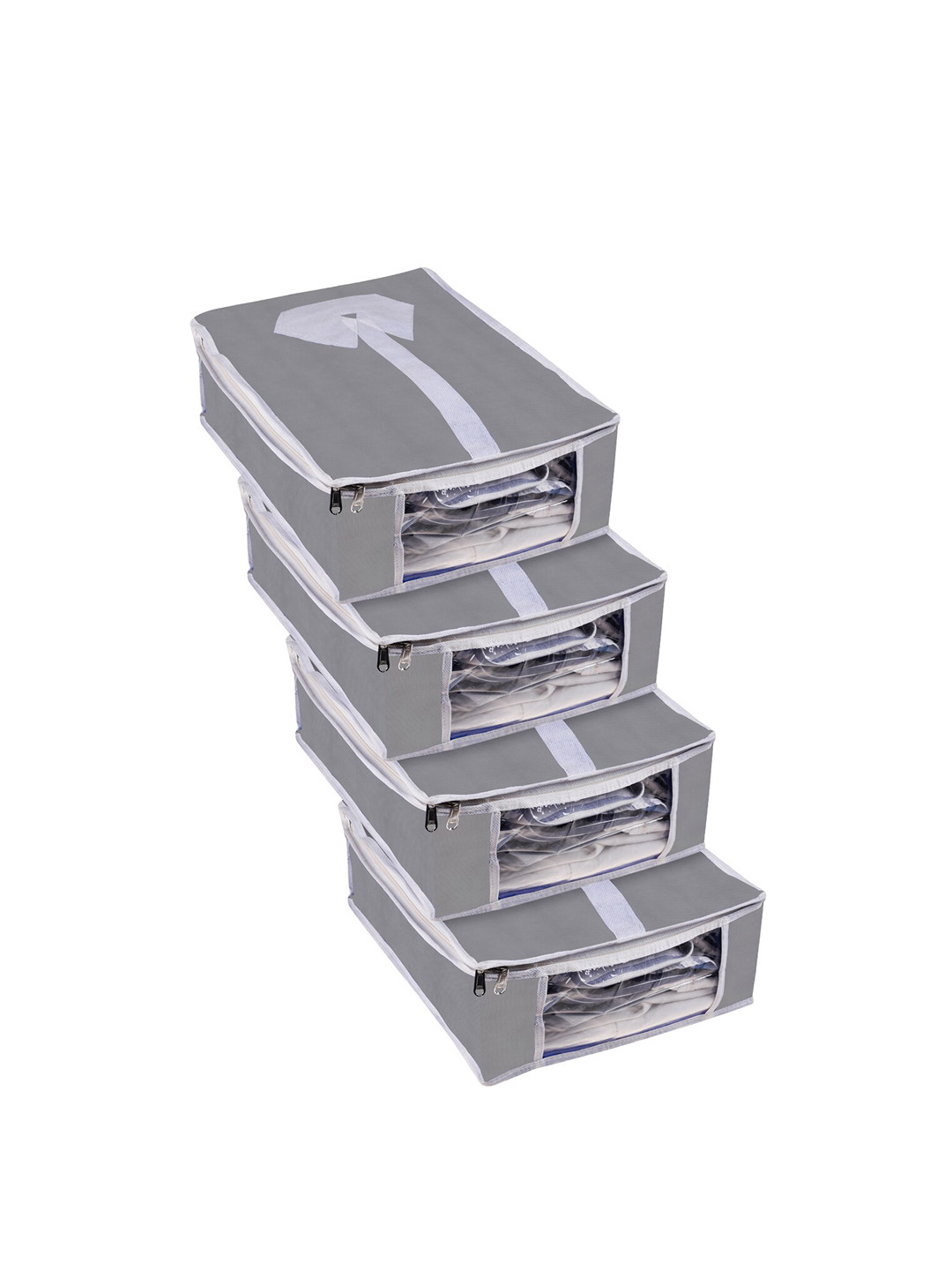 Kuber Industries Grey 4 Pieces Shirt Cover With Transparent Window
