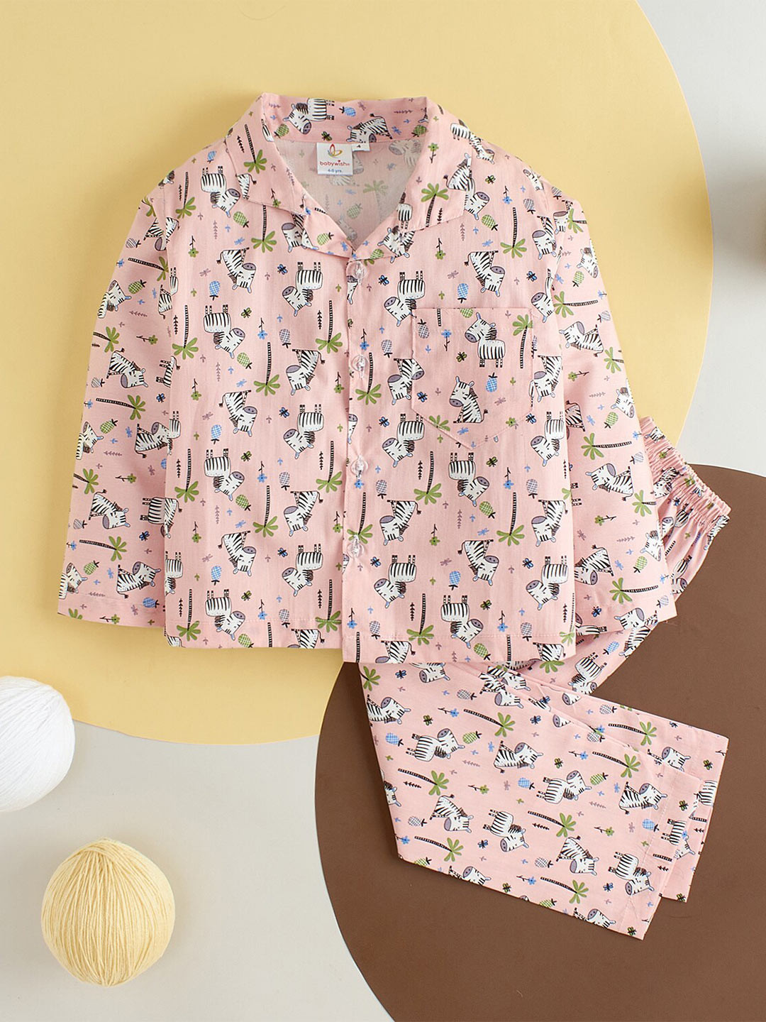 Babywish Kids Zebra Theme Printed Pure Cotton Night suit