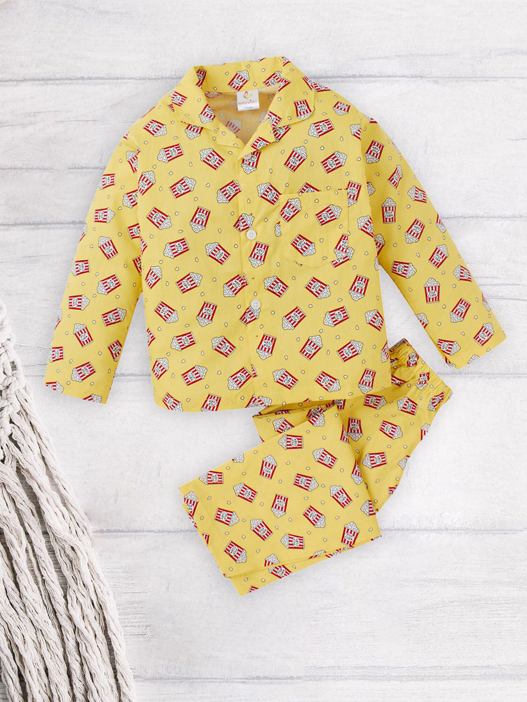Babywish Kids Popcorn Theme Printed Pure Cotton Night suit