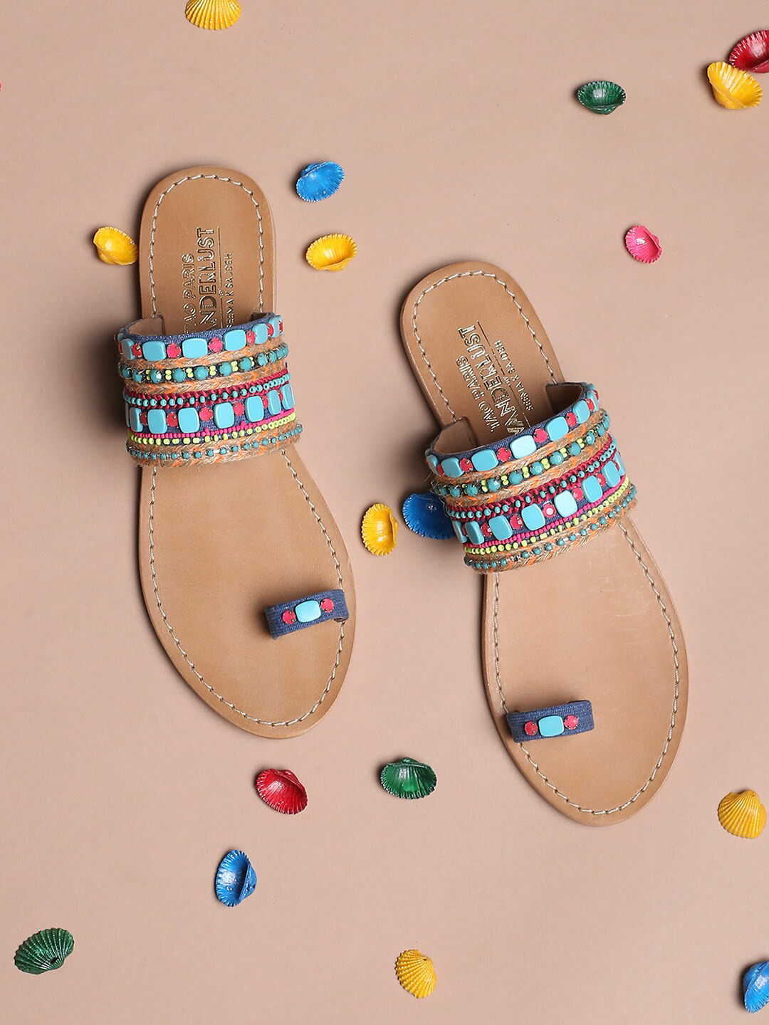 Tao Paris Women Marrakesh Embellished Open One Toe Flats
