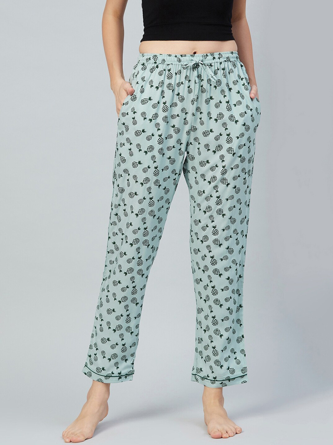 The Snug Studio Pineapple Printed Mid-Rise Lounge Pants