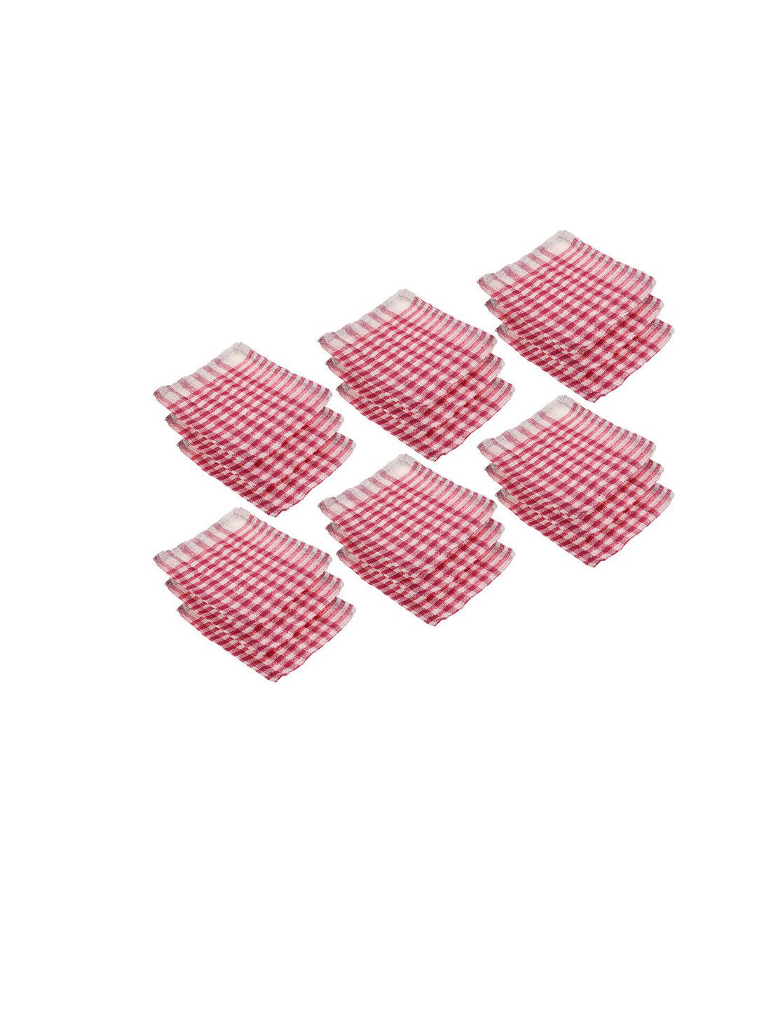 Kuber Industries Pink & White 18 Pieces Checked Cotton Kitchen Towels