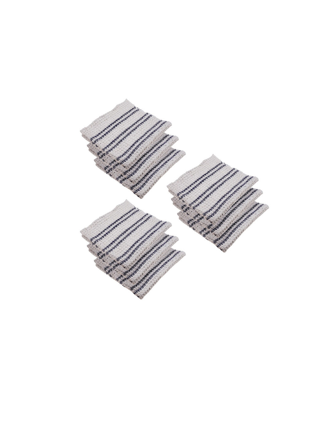 Kuber Industries White & Black 9 Pieces Striped Cotton Kitchen Towels