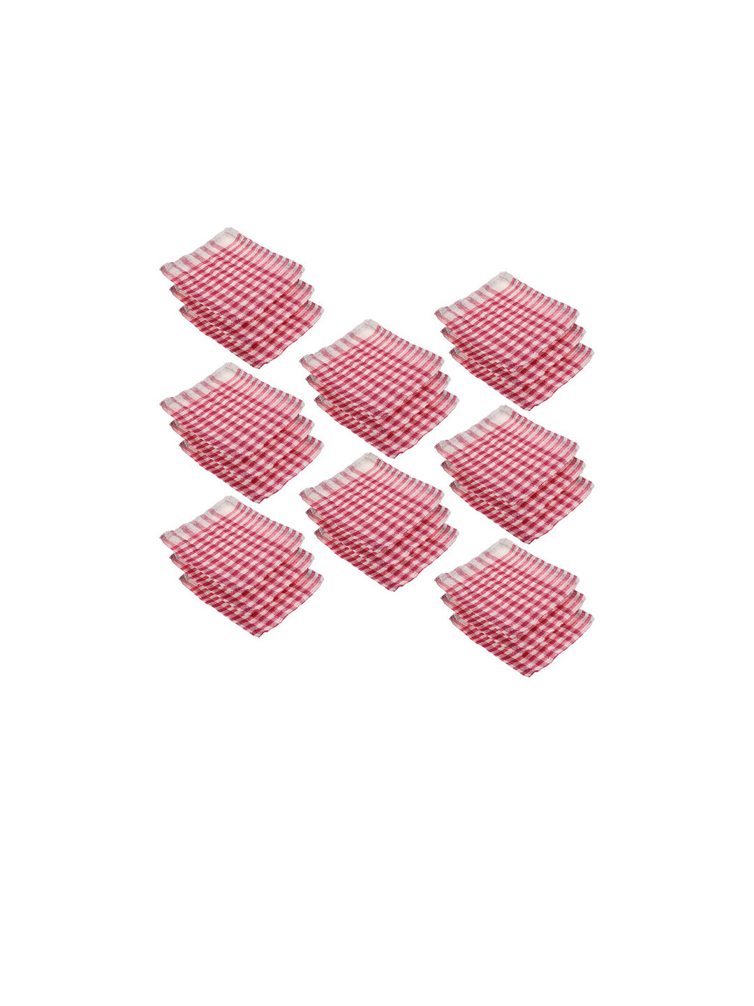 Kuber Industries Pink & White 24 Pieces Checked Cotton Kitchen Towels