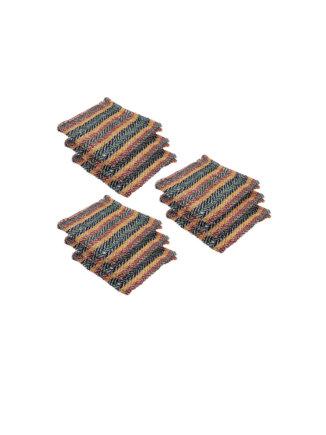 Kuber Industries Black & Maroon 9 Pieces Striped Cotton Kitchen Towels