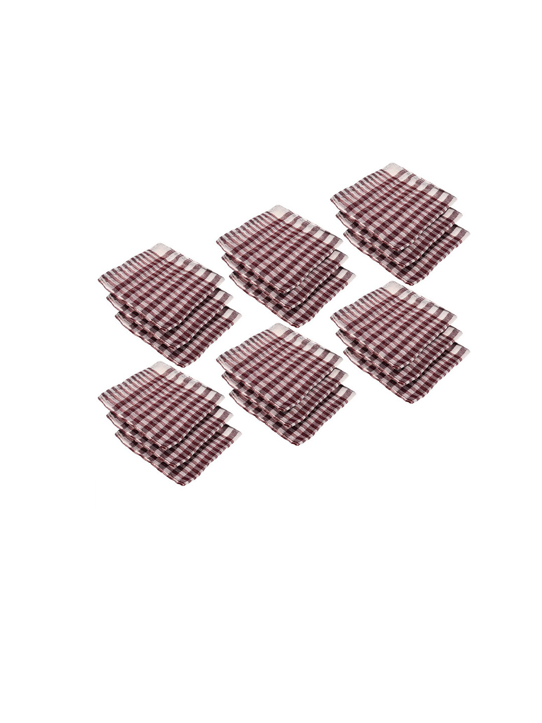 Kuber Industries Maroon & White18 Pieces Checked Cotton Kitchen Towels