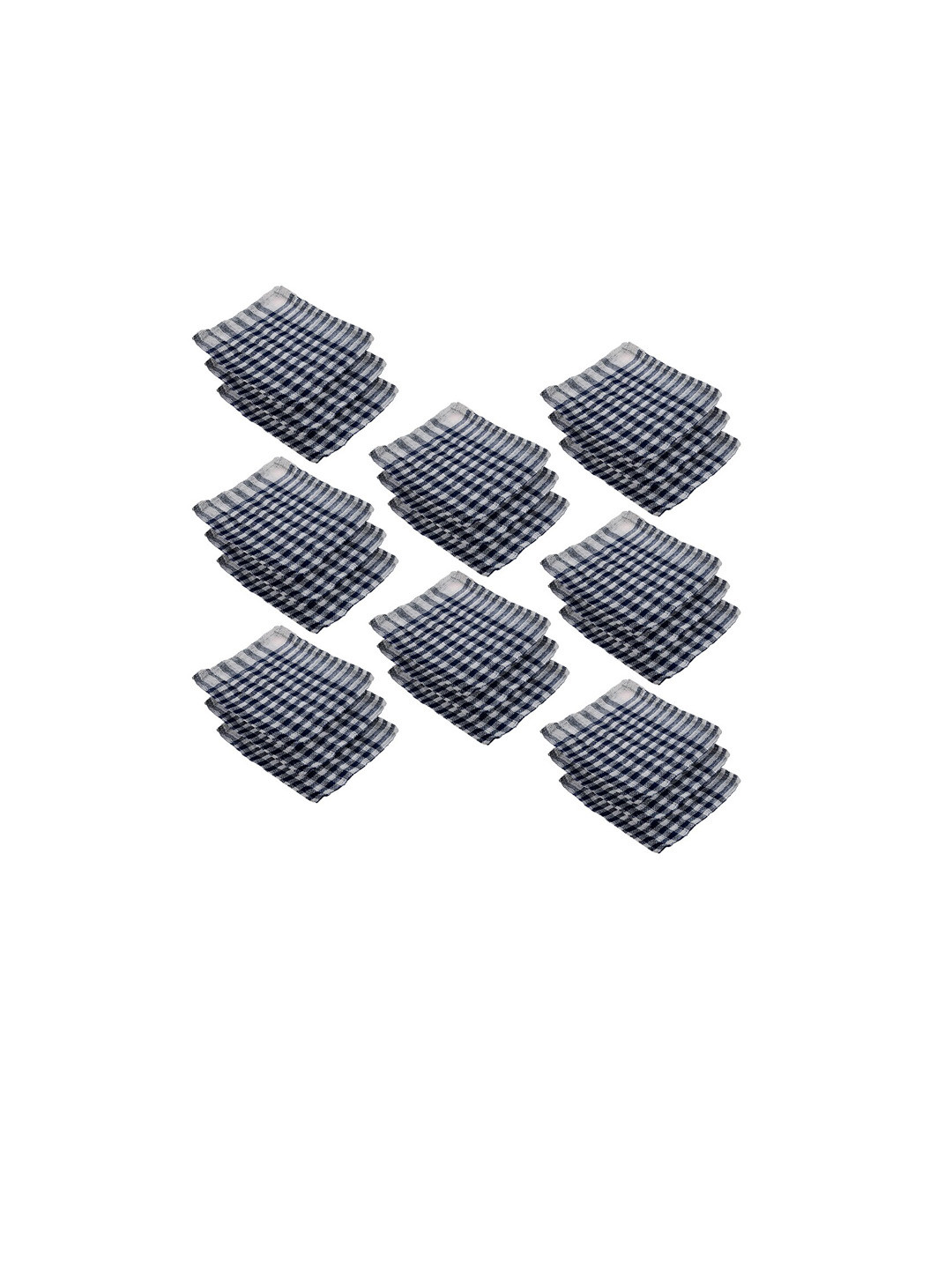 Kuber Industries Blue & White 24 Pieces Checked Cotton Kitchen Towels