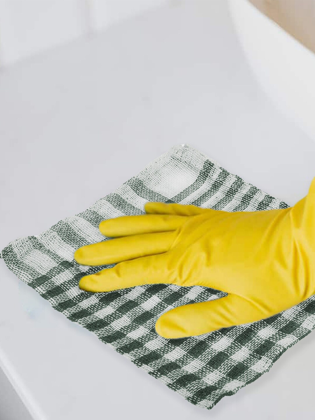 Kuber Industries Green & White 18 Pieces Checked Cotton Kitchen Towels